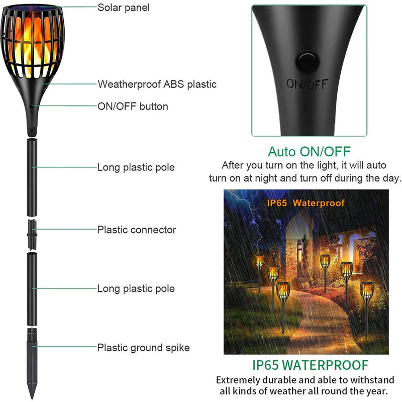 Solar Lights Outdoor, 43" Flickering Flames Torch Light Solar Garden Lights Waterproof Landscape Lighting Dusk to Dawn Auto On/Off Security Torch Light for Yard Patio Driveway, 4Pack 4 Pack
