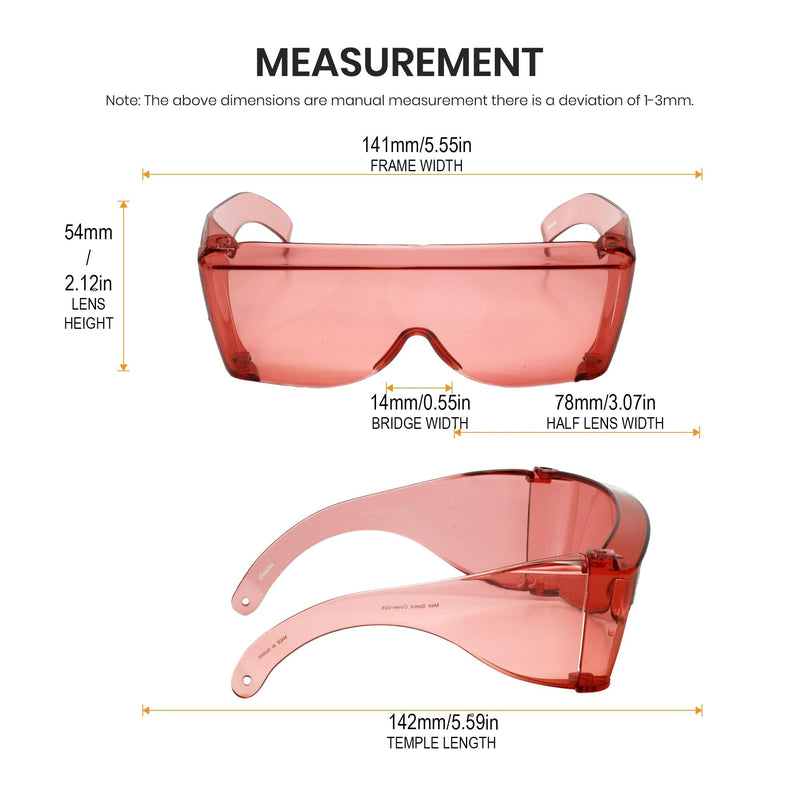 Calabria 6000 Large Fit Over Safety Glasses Fitover Prescription Eyewear Men Women Wrap Around Tinted Anti Fog Scratch Glare 3000 - Fl-41 Pink (3 Pack)