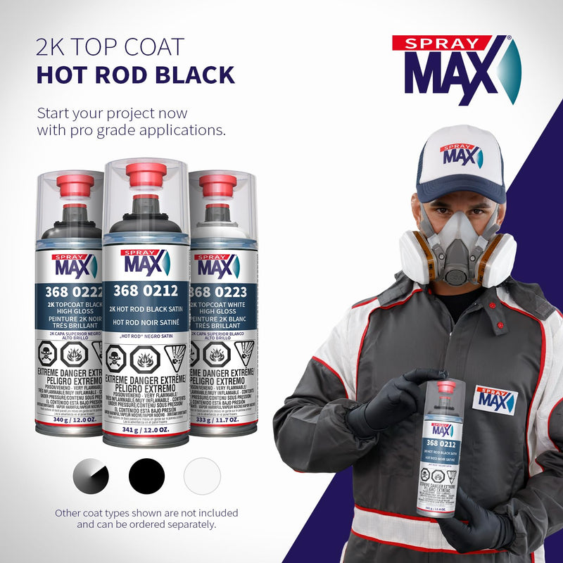 SprayMax 2K Topcoat Hot Rod Satin Black | 2K Satin Black Spray Paint