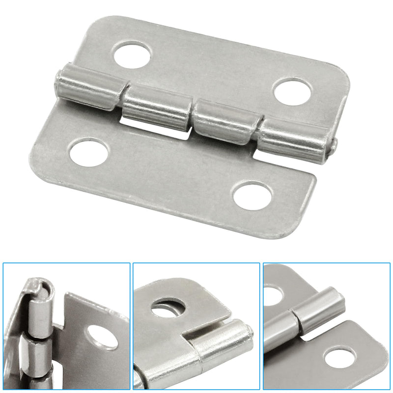0.63" x 0.7" Mini Hinges, Butt Hinge, Tiny Hinges for Mini Cabinet Jewelry Wooden Box, Doll House DIY Hinges with Mounting Screws (Silver) Silver