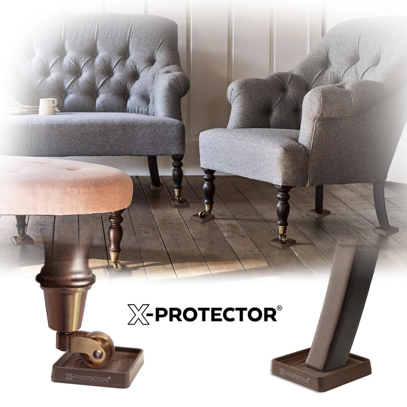 Furniture Cups X-PROTECTOR – 3" Caster Cups 8 PCS – Premium Furniture Coasters – Ideal Bed Stoppers – Non Skid Furniture Pads with a Perfect Design – Rubber Furniture Pads - Protect Any Flooring! 8 PCS 3" Brown