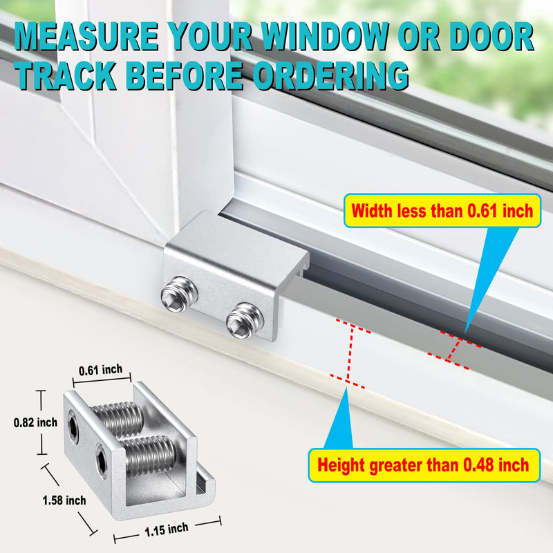 Sliding Window Locks (6 Sets), Security Window Locks with Keys, Adjustable Aluminum Sliding Window Stops, Easy Installation Without Drilling, for Vertical and Horizontal Sliding Windows (Silver) 6 Set Double Lock Silver