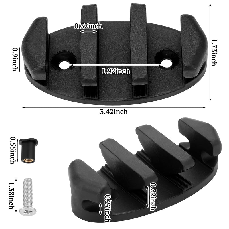 8 Pcs Black Zig Zag Kayak Cleat Nylon Kayak Cleats with Screws for Canoes Marine Fishing Boat Accessories