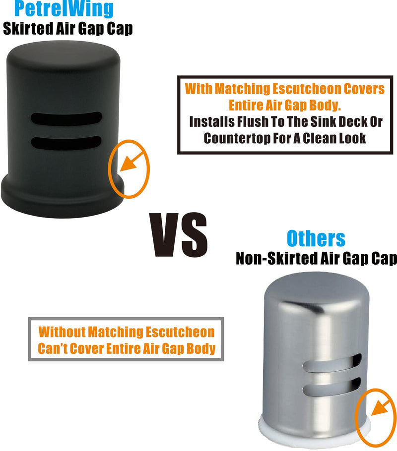 Dishwasher Air Gap Cover Black only, Skirted, Replacement Black air gap dishwasher,Solid Brass,Matte Black Finish Air Gap Cap Only Matte Black