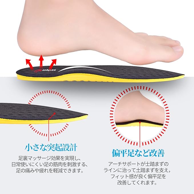Insole, Arch Insole, Arch Support, Ultra Lightweight, Standing, Work, Breathable, Unisex, Available in 4 Sizes (M 9.4 - 10.0 inches (24 - 25.5 cm)) - NewNest Australia