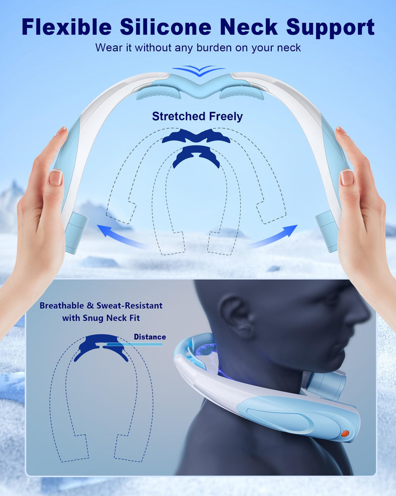 Portable Neck Fan - 6000mAh Rechargeable Personal Fan with 6 Speeds, 360° Cooling Surround Airflow, 20H Long Battery Life Hands-Free Wearable Fan for Outdoor Travel, Office, and Sports