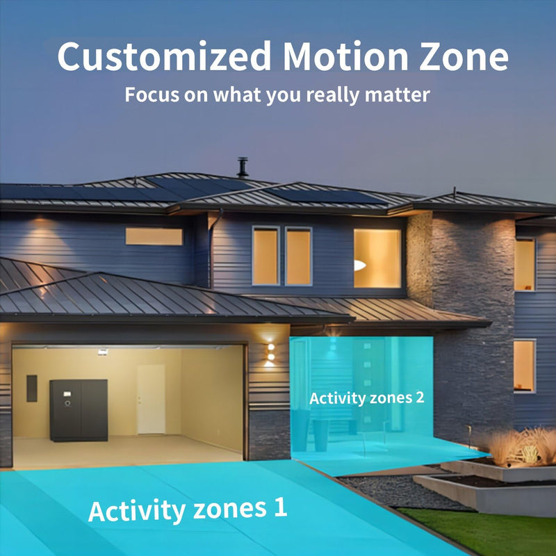 2K Solar Security Camera Wireless Outdoor,WiFi Cameras for Home Security Battery-Powered,Compatible with Alexa,360°PTZ Full Color Night Vision,PLR Alarm,2-Way Audio,Cloud/SD Storage 1PACK