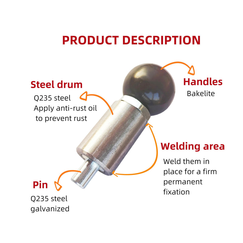 Handle Locking Spring-Loaded Pull pin, Welded Steel Body Column Positioning pin,Black Handle Lever knob (2, Q-Handle Dia:1/2in) 2