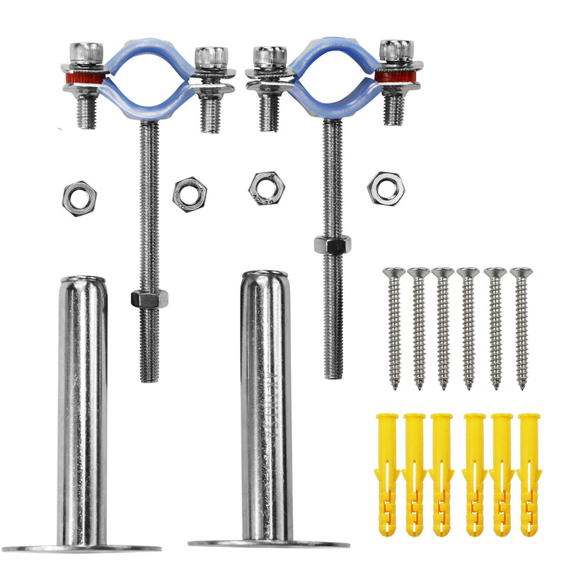 AKIHISA 3/4 Inch Wall Mount Ceiling Mount Pipe Support Ring Hanger,2 PCS Adjustable Stainless Steel Pipe Bracket Clamp Range 15-19mm(100+100mm) 15-19mm(100+100mm)