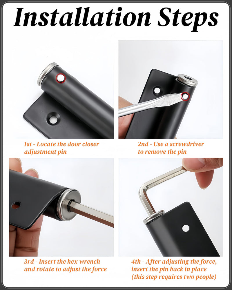 Automatic Door Closer for Home Easy to Install | Safety Spring Door Closers | Auto Soft Close to Convert Hinged Doors to Auto Self Closing | Adjustable Catch Speed | with Arm, Screw, Wrench 1 Pack Black