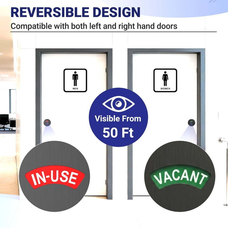 Commercial Grade 2 Occupancy Indicator Deadbolt, Heavy Duty Privacy Bathroom Lock, UL 3-Hour Fire Rated, 304 Stainless Steel, Fits Door Thickness 1-3/8" to 2" (1, Black)