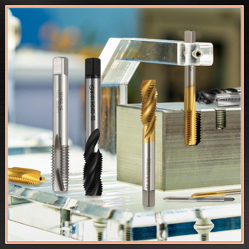 M22 x 2.5 Spiral Flute Thread Tap - M35 High Speed Steel Right Hand Thread Tap TICN Finish Screw Thread Milling Machine Taps Threading Tapping M22 x 2.5