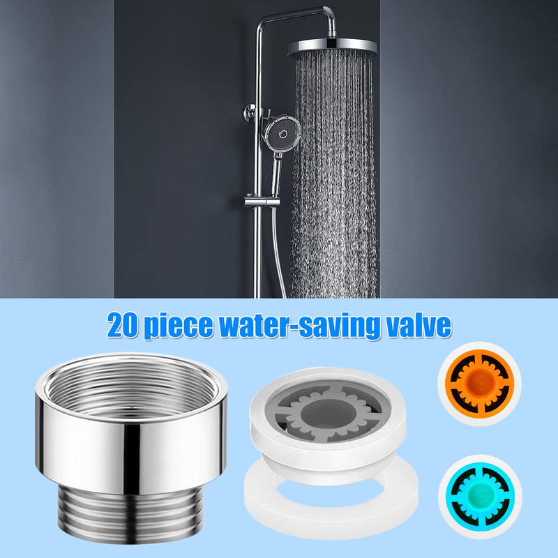 20Pcs Shower Flow Reducer Limiter- 1/2 Inch Shower Head Pressure Reducer Shower Flow Restrictor Insert Water Saver Adapter Water Flow Reducer For Shower Head Handheld Shower 1.2/1.5/1.8/2/2.2/2.5 GPM