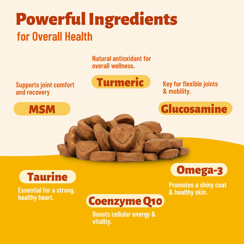 300 Bites Vitamins Supplements and Taurine for Dogs with CoQ10, Glucosamine,Omega 3, MSM - Dog Multivitamins for Heart Health, Immunity Support, Antioxidant Protection 7.76oz