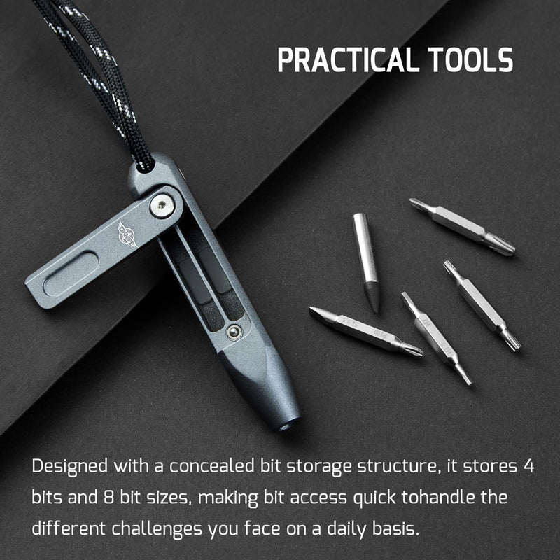 OKNIFE Otacle D1 Mini Precision Screwdriver Set, 9 in 1 EDC Multi Bit Pocket Screwdriver, Industrial S2 Steel Magnetic Bits for Work or Daily Use Aluminum-grey