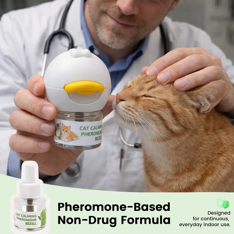 Cat Calming Pheromone Diffuser Kit for Cats, Plug-in Calming Diffuser with 2 Refills, Stress Relief Support for Indoor Cats, Multi-Cat Homes