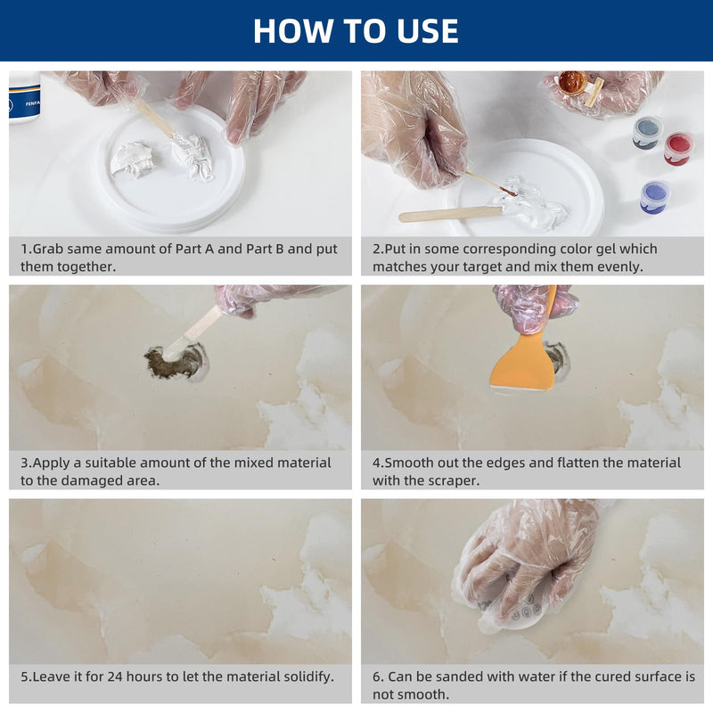 Tile and Granite Repair Kit, Marble Porcelain Stone and Quartz Countertops Repair Kit for Chips Dents Cracks Holes Scratch, Fix Chipped Edges Corners, Reattaches Missing Pieces