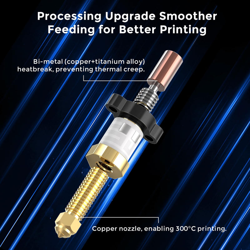 Creality Ender 3 V3 KE Hotend Kit, Original Ceramic Heating Block Kit 300°C 60W Fast Heating High Thermal Conductivity Ceramics with Bi-Metal Copper+Titanium Alloy Throat Tube and Brass Nozzle Ender 3V3 KE