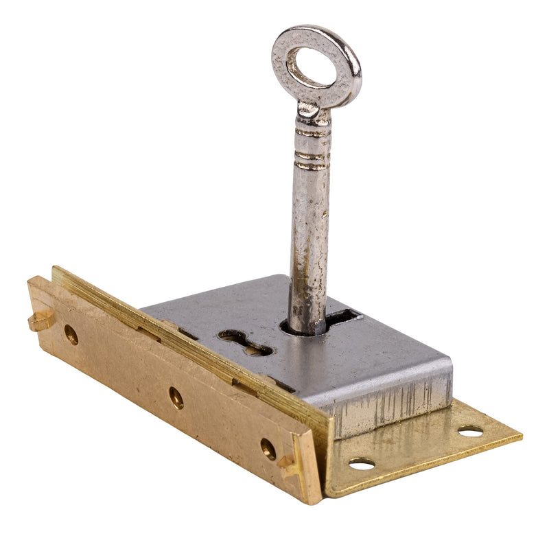 Large Brass Half Mortise Chest or Box Lock with Two Skeleton Keys | HL3-SB-2K With Two Keys