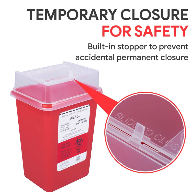 Sharps Container for Home Use and Professional 1 Quart (3-Pack) by Alcedo | Biohazard Needle and Syringe Disposal | Small Portable Container for Travel 3