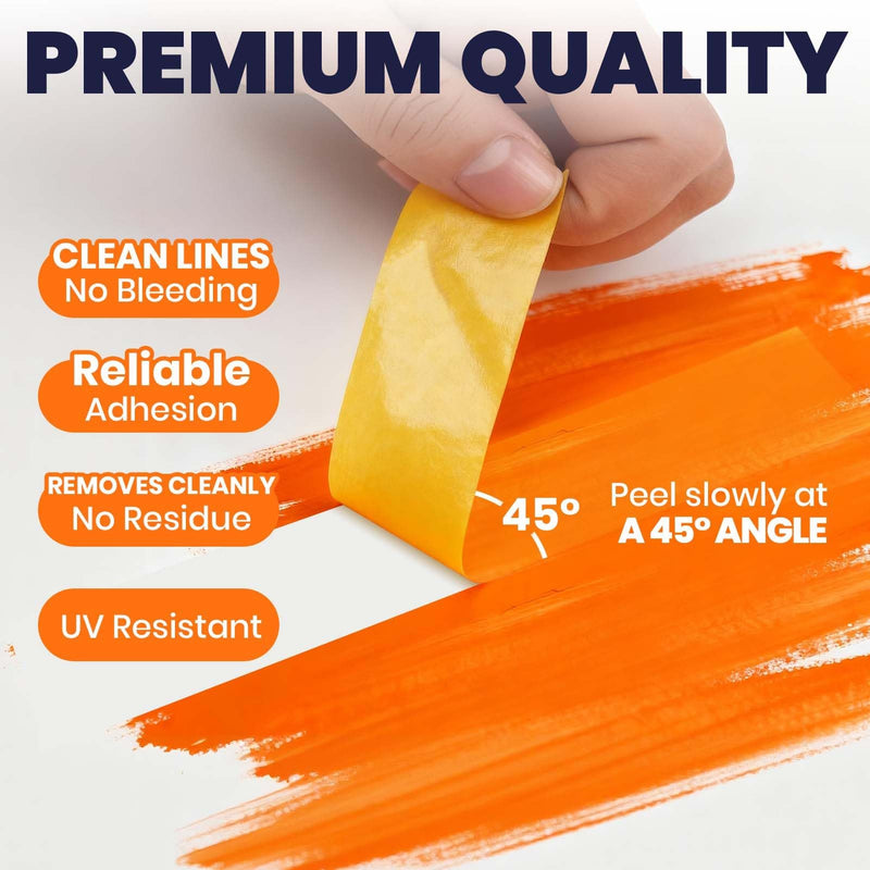 ADHES Orange Washi Masking Tape, 15-21 Day UV Resistant Painters Tape 1.41in