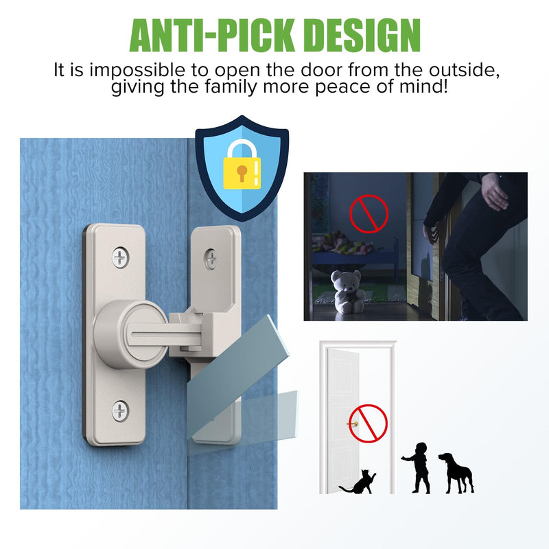 Barn Door Lock Hardware, 90 Degree Heavy Duty Safety Gate Latches Flip Bolt Latch Lock, Barn Sliding Door Latch Suitable for Garden, Bathroom, Outdoor, Window (Nickel-2PCS) Nickel-2PCS