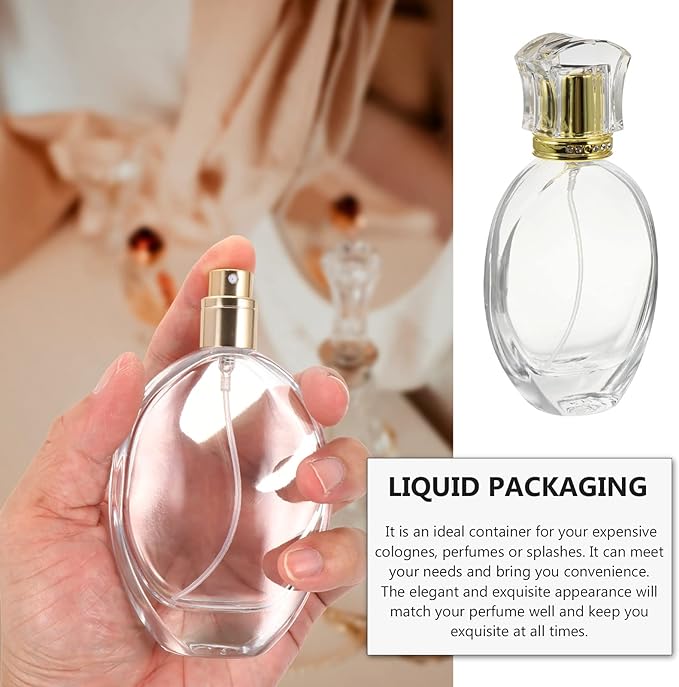 LALAFINA Perfume Bottle, Glass Bottle, Perfume Bottle, Refill, Pump Type Perfume Bottle, For Travel, Business Trips, Perfume Container, Portable Perfume Bottle, Oval Perfume Bottle, Transparent - NewNest Australia