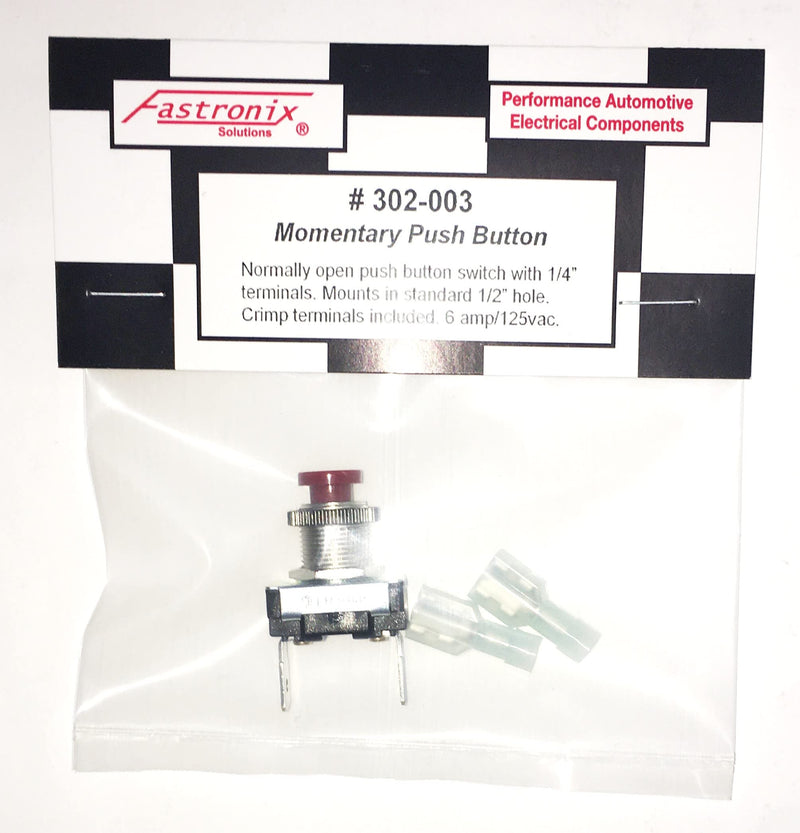 Fastronix AC/DC Red Momentary Push Button Switch with 14-16 ga. Terminals