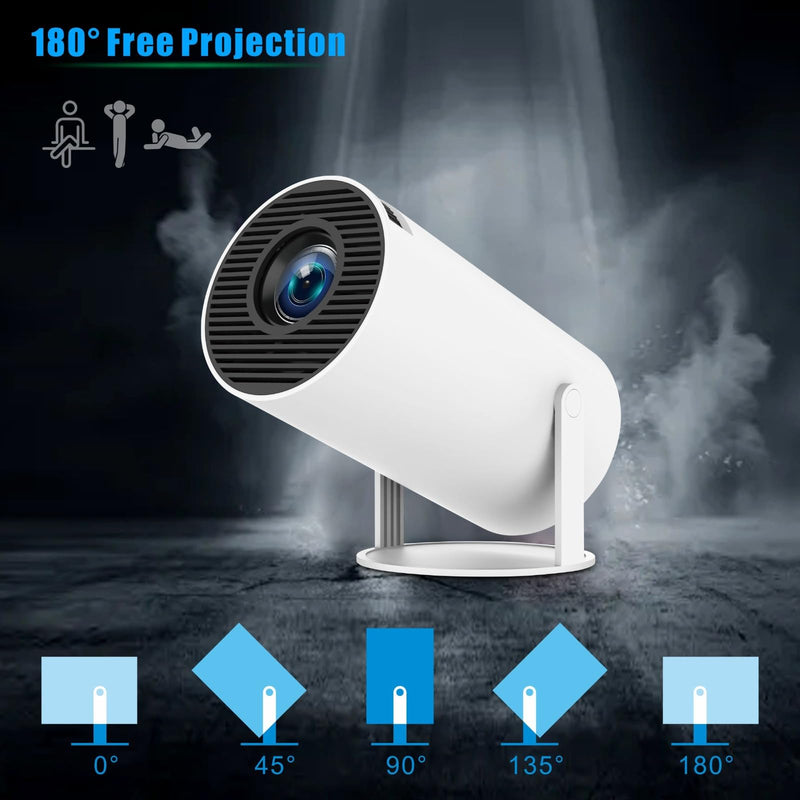 Mini Projector for Books with WiFi & Bluetooth, 4K HD, 200 ANSI, Portable Projector for Reading, Gaming, Bedroom & Outdoor Movies, Auto Keystone, 180° Rotation, Compatible with iPhone/Android/PC/HDMI