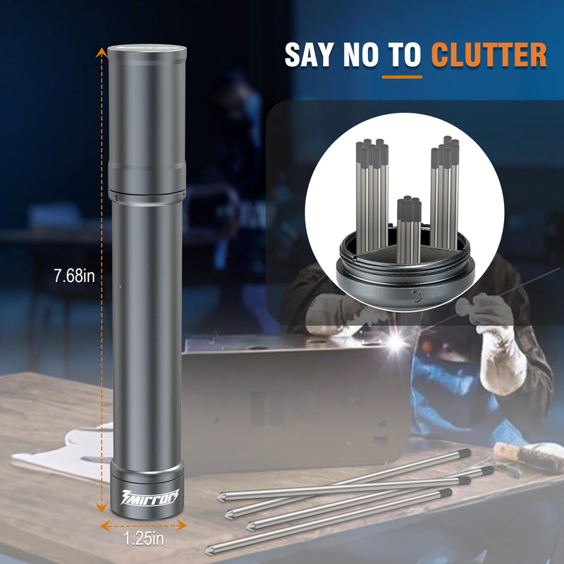 3mirrors Tungsten Holder -Tungsten Electrode Storage Solution with 3 Section Divider & Magnetic Base,TIG Welding Accessories,Titanium Gray Titanium Gray