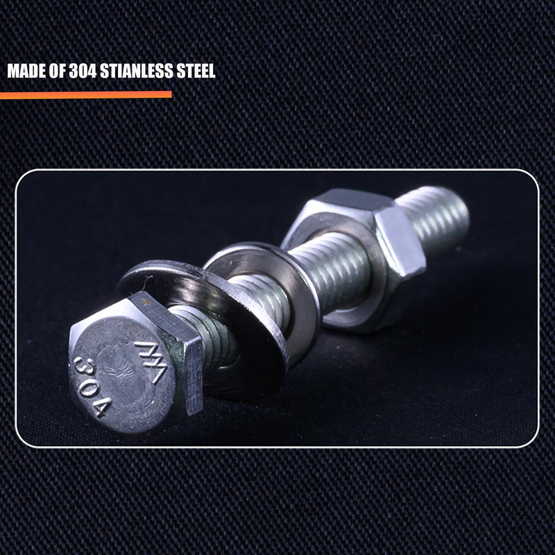 1/4-20 x 5 Hex Bolt Set, Fully Threaded Stainless Steel 18-8, Plain Finish 1/4-20 x 5" Hex head