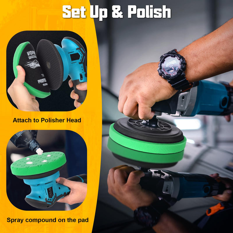 7.5 Inch Buffing Pads, 8 Pcs Polishing Pad, Car Compound Buffing Sponge Pads and Woolen Pads Cutting Polishing Pad Kit for Car Buffer Polisher Compounding, Polishing & Waxing 7.5 - Inch
