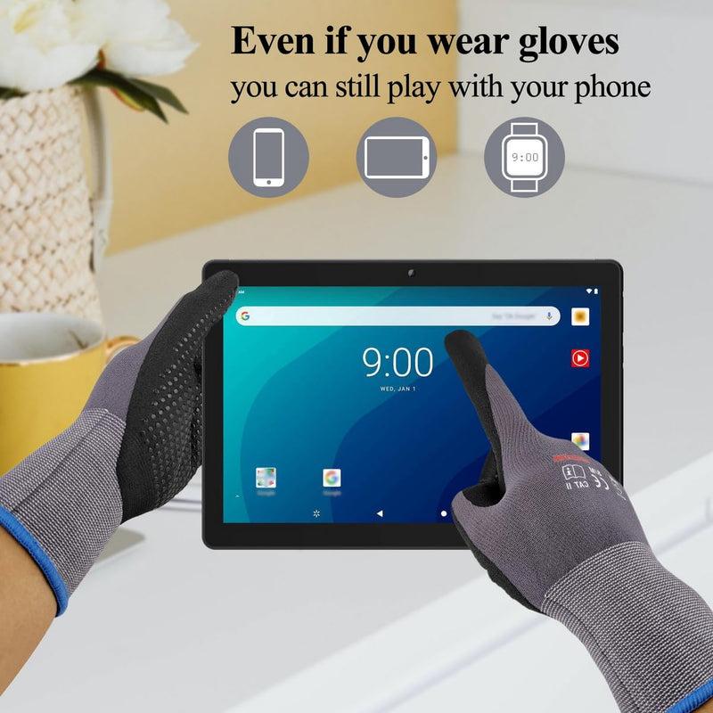 Gasoline Safety Work Gloves Extra Micro-Foam Nitrile Coated-12 Pairs,Endurance Seamless Knit Nylon Spandex,Dots on Palm, Dot Grip Gloves，Work Gloves Men and Women (12, L) 12 Large