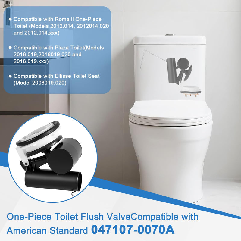 047107-0070A Toilet Flush Valve Assembly, Compatible with American Standard 3161-Series Toilet Flush Valve Flapper Replacement Kit, Fits for One Piece Toilets