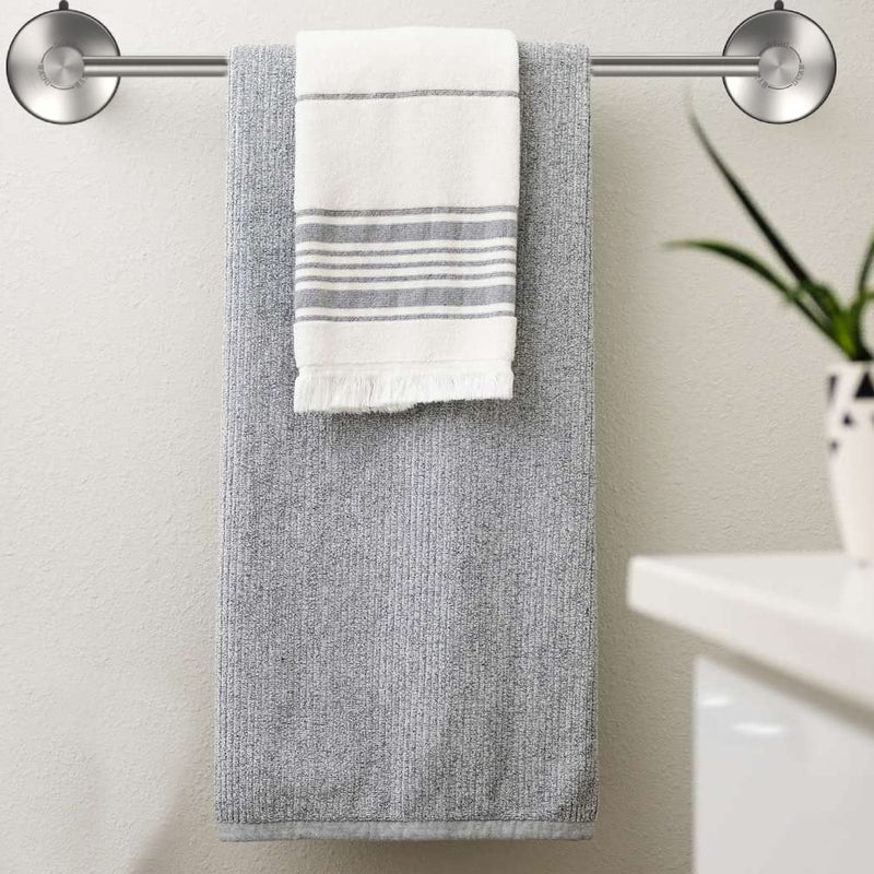 DGYB 17-Inch Brush Suction Cup Towel Bar – 2Pcs No-Drill Wall-Mounted Bathroom & Kitchen Towel Holder, Stainless Steel, Rust-Resistant, Easy Install New Brushed 2pcs