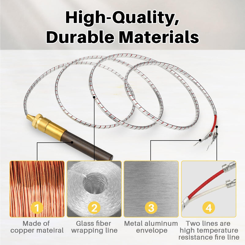 Gas Fryer Thermocouple, Thermopile Replacement Fryer Parts for Pitco 60125501, Gas Fryer Replacement Assembly for Elite Imperial Frymaster Dean