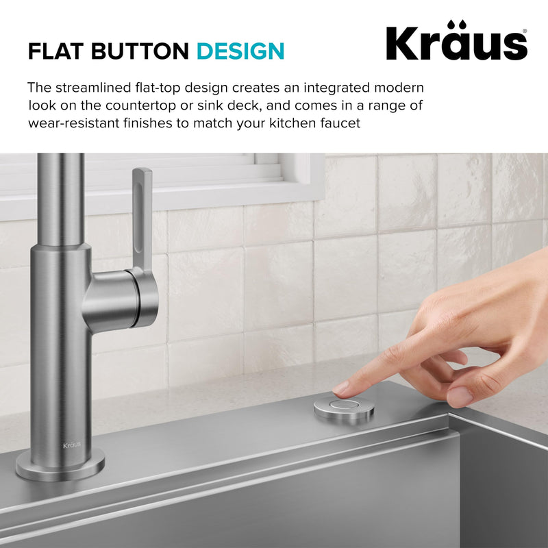 KRAUS Garbage Disposal Air Switch Kit in Spot-Free Stainless Steel with Push Button, AC Adapter, Power Cord, and Air Tube Included, KWDA-200SFS