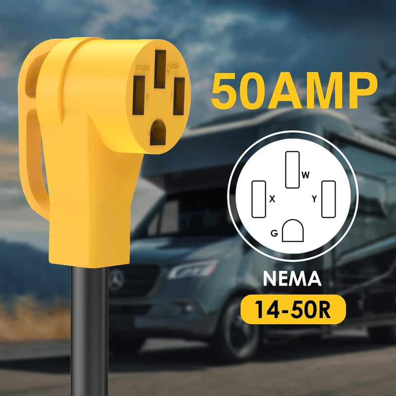 30 Amp RV Generator Adapter Cord, NEMA L14-30R Twist Lock Female to 14-50R Female with Grip Handle, 10AWG, 1.5FT, Heavy-Duty 4C STW Extension for RV, Camper, Trailer, and EV Charger