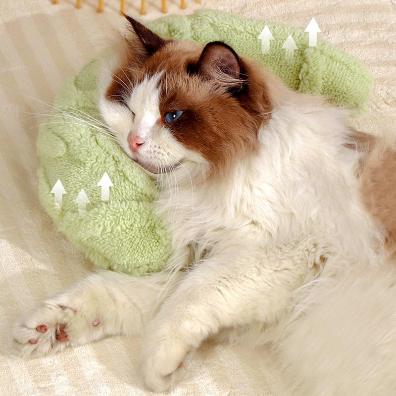 Little Pillow for Cats Puppies Ultra Soft Warm Fluffy Pet Calming Macaron Color Toy Half Donut Cuddler for Joint Relief Sleeping Improve Machine Washable-Pink Pink