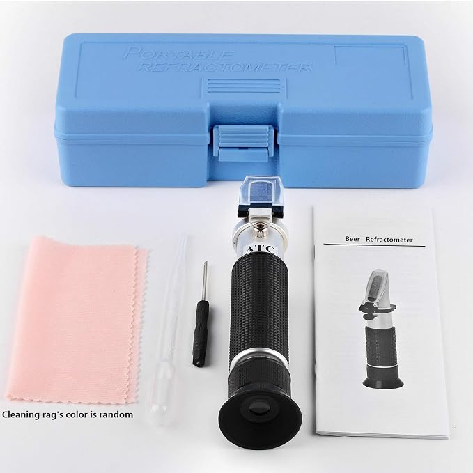 Brix Refractometer, Brix Meter Refractometer with ATC, Dual Scale Refractometer Brix 0-32% & Specific Gravity 1.000-1.130, Lab Refractometer for Wine Making, Beer Brewing, Fruit, Sugar Content