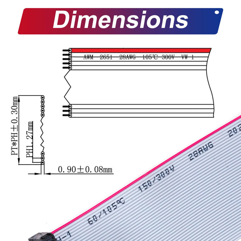 IDC Cable IDE Flat Ribbon Cable 10/14/16/20/26/30/34/40 Pin Ribbon Cable IDC Cable Connector, Female to Female IDE Extension Cable 50CM Length FC 26-Pin 2Pcs(KS-FF26) FC 26P - NewNest Australia