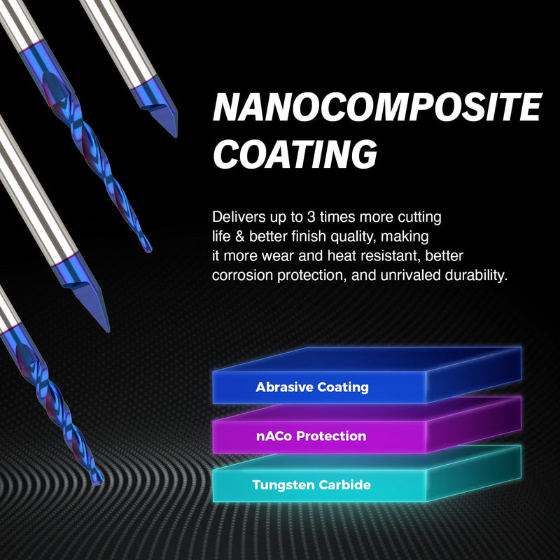 ZahyoX 3D Carving Tapered Angle Ball Nose CNC Bit, 3.0 Degree NACO Coated Router Bit, 1/16" Cutting Dia, 1/32" Radius, 1/4" Shank, 3" Overall Length, 2 Flutes, CNC Router Bits, CNC End Mill