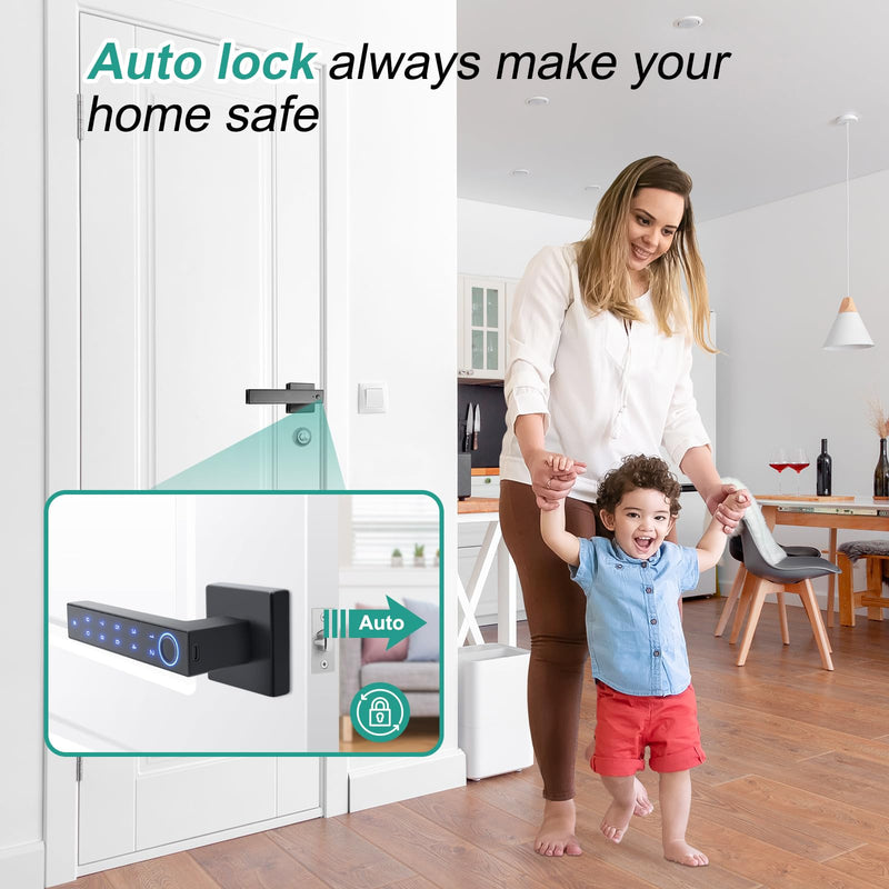 Fingerprint Door Lock,Smart Door Knob,Keyless Entry Door Lock with Handle,Biometric Digital Passcode Door Locks,Electronic Touchscreen Keypad Smart Door Locks for Bedroom Home Hotel Office Apartment 1.6 Pounds
