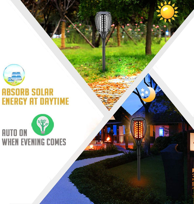 Aityvert Upgraded Larger Solar Torch Lights, Waterproof Outdoor Dancing Flames Lights, Flickering Flames Garden Lights, Landscape Decoration Pathway Patio Lights 43" 96 LED (4 Pack) Pack of 4
