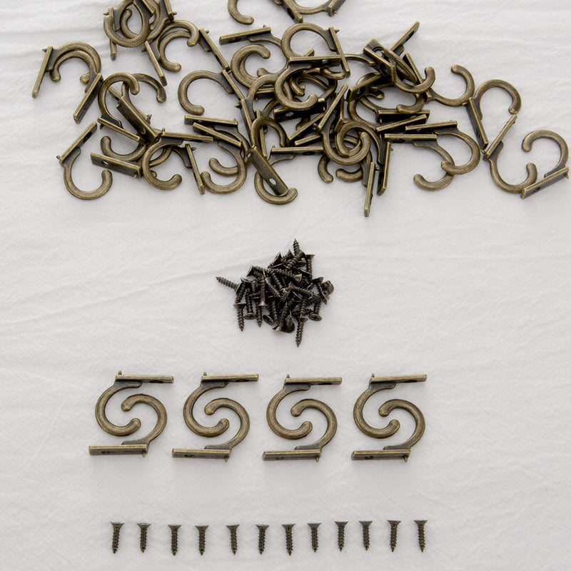 100 Pieces Key Hooks Jewelry Small Hooks Key Hanging Small Hooks Wall Mounted Single Hook Robe Hooks Coat Hooks and 110 Pieces Screws for Hanging Hat, Scarf, Bag (Bronze,100 Pieces) Bronze