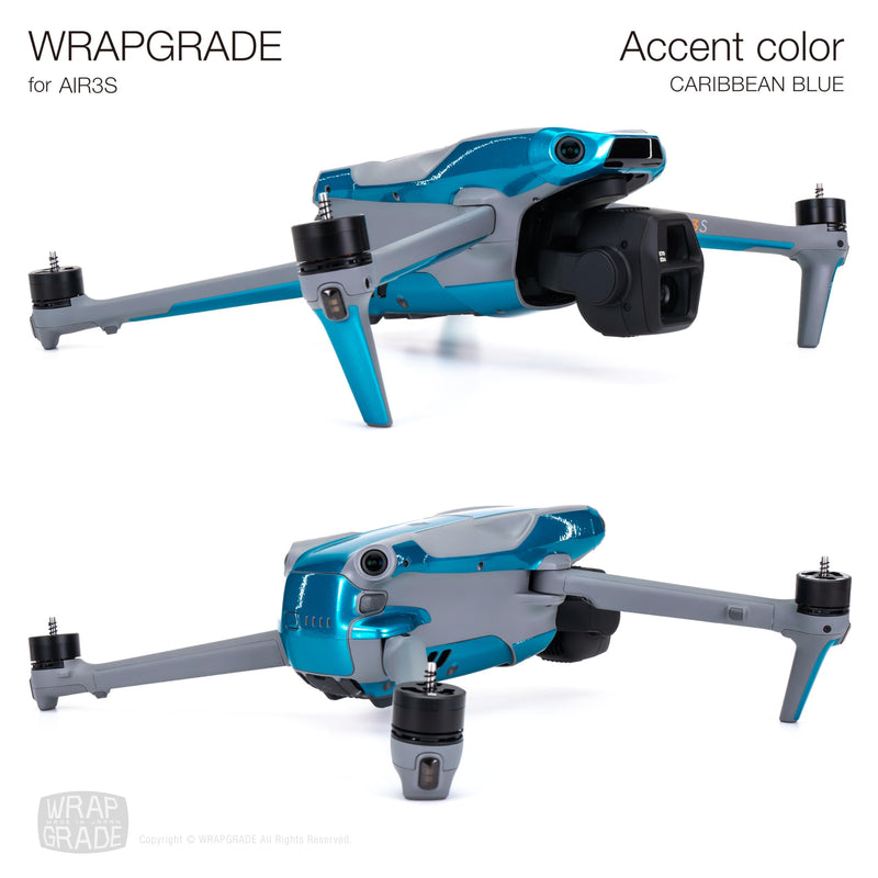 WRAPGRADE Skin Sticker for DJI Air 3S Accent Color Sticker (Caribbean Blue) Caribbean Blue