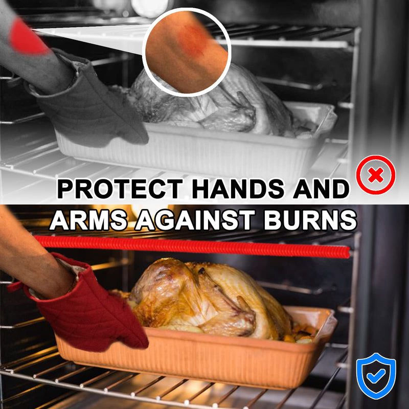 Oven Rack Shields - 4 Pack Heat Resistant Silicone Oven Rack Cover 14 inches Long Oven Rack Edge Protector, Protect Against Burns and Scars (Red) Red