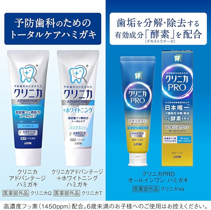Clinica Advantage (Quasi Drug) + Whitening Toothpaste, Clear Mint, Toothpaste, Fluorine, 4.6 oz (130 g) x 3 Packs + Floss Included - NewNest Australia