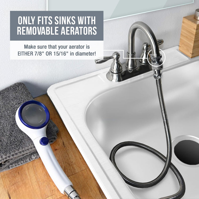 Sink Hose Sprayer Attachment - Faucet Extender - Hair Washing Hose and Sprayer - Sink Extension for Utility Sink, Bathroom Faucet, Kitchen Faucet, or Laundry Tub - for Faucets With Removable Aerators Fixed Connection