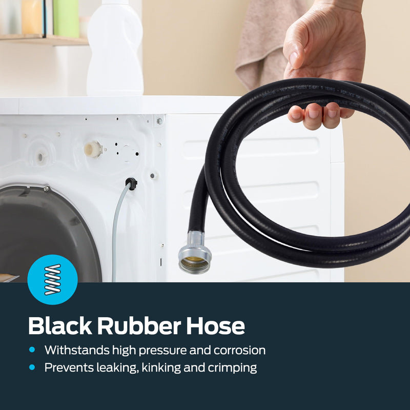 Eastman Rubber Washing Machine Hose, 3/4 Inch FHT x 3/4 Inch FHT Connection, 6 Foot Black Rubber, 60325N 6 Ft.